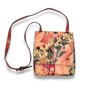 Patricia Nash hand-painted floral boho cottage crossbody shoulder leather bag